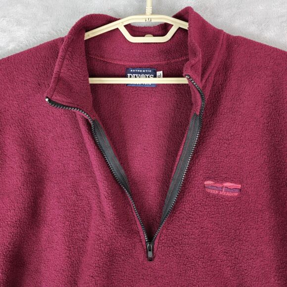 Divots Green Meadows Golf 1/2 Zip Pullover Sweater Mens XL Burgundy Polar Fleece - Picture 6 of 10